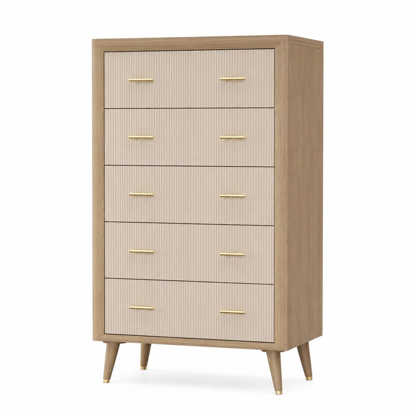 Cassettiera in Legno e Maniglie Dorate 90x40x120 cm