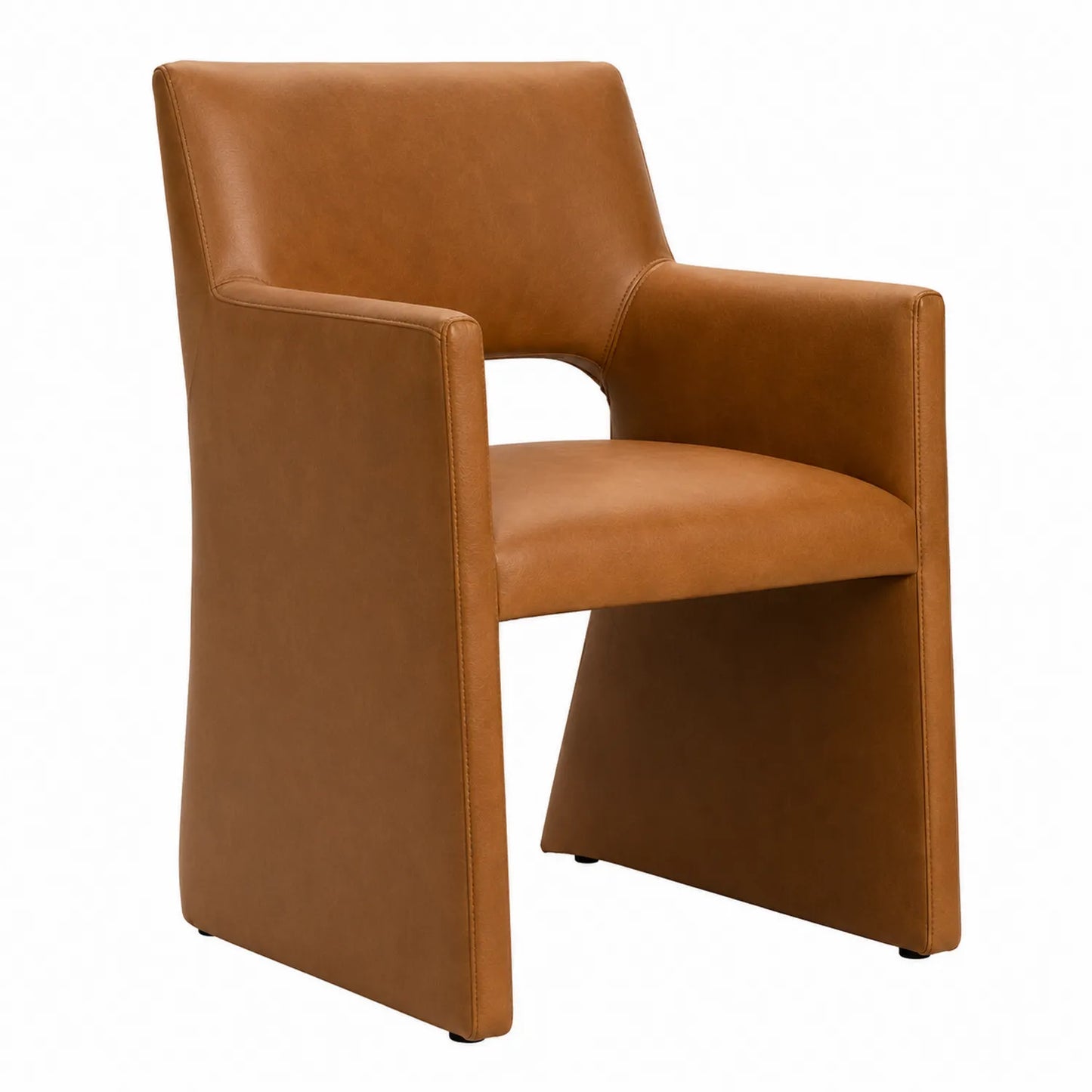 Sedia in Pelle Sintetica Marrone con Struttura in Legno