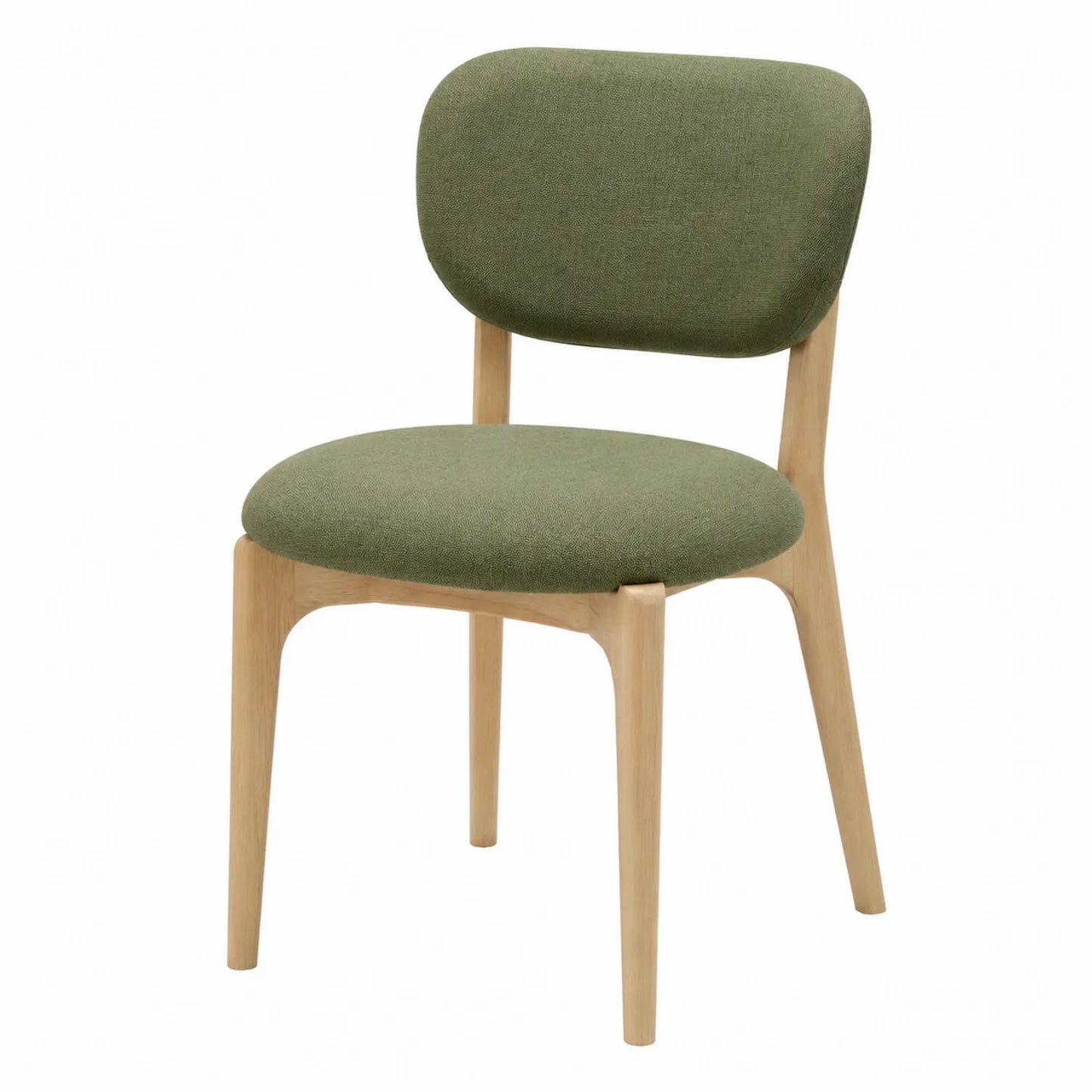 Sedia da pranzo in legno e tessuto poliestere verde oliva