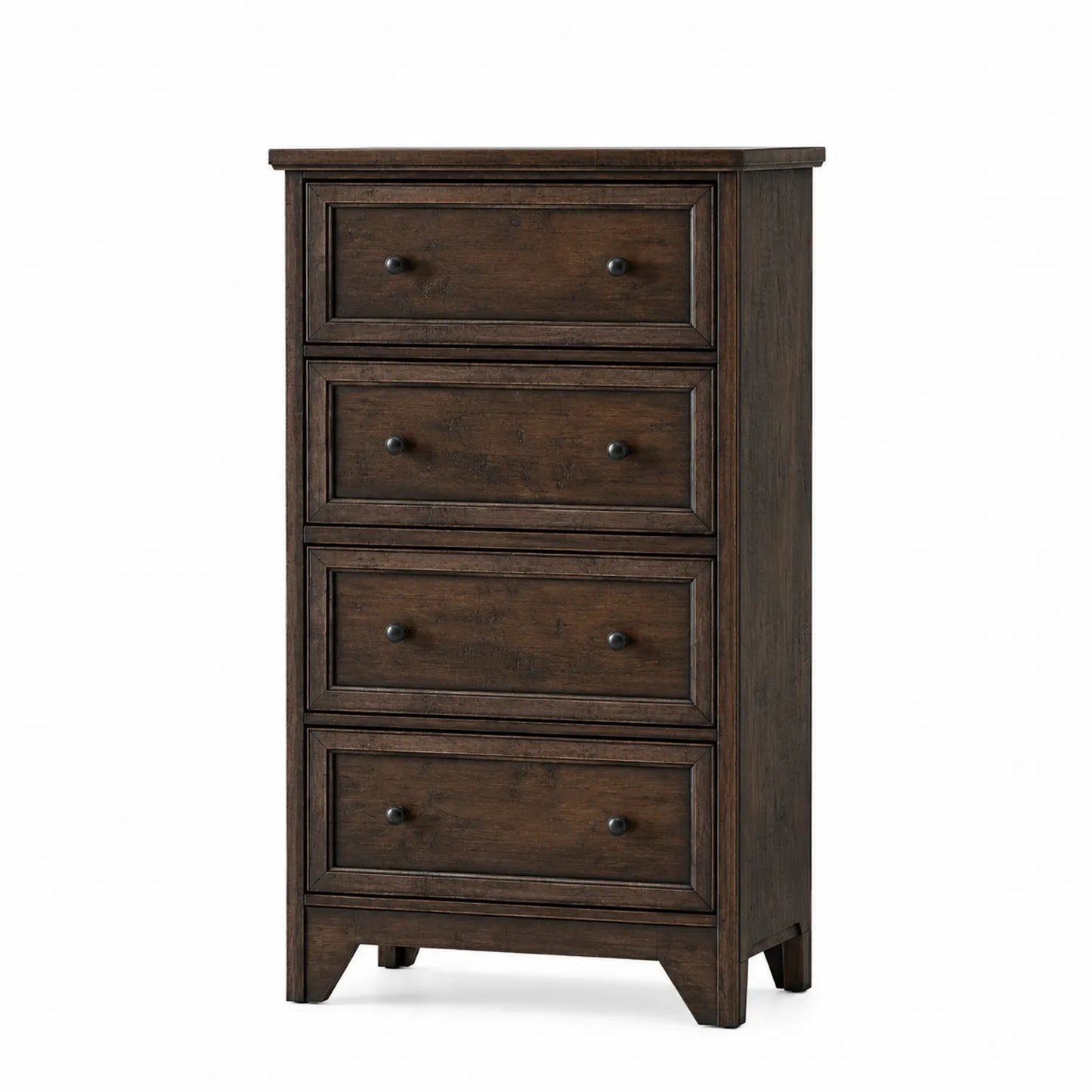 Cassettiera alta 4 cassetti in legno massello marrone 100x60x40 cm