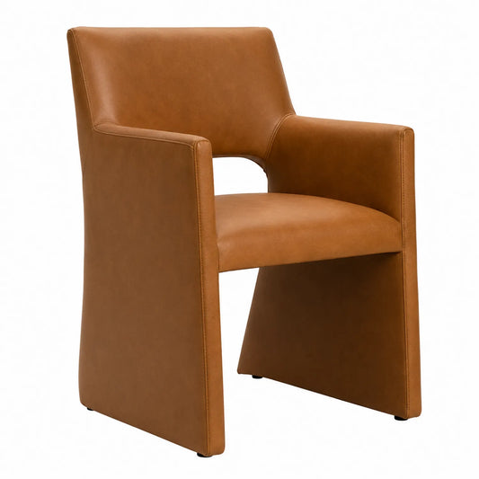 Sedia in Pelle Sintetica Marrone con Struttura in Legno