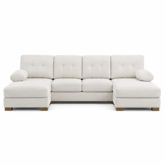 Divano angolare in tessuto con chaise longue