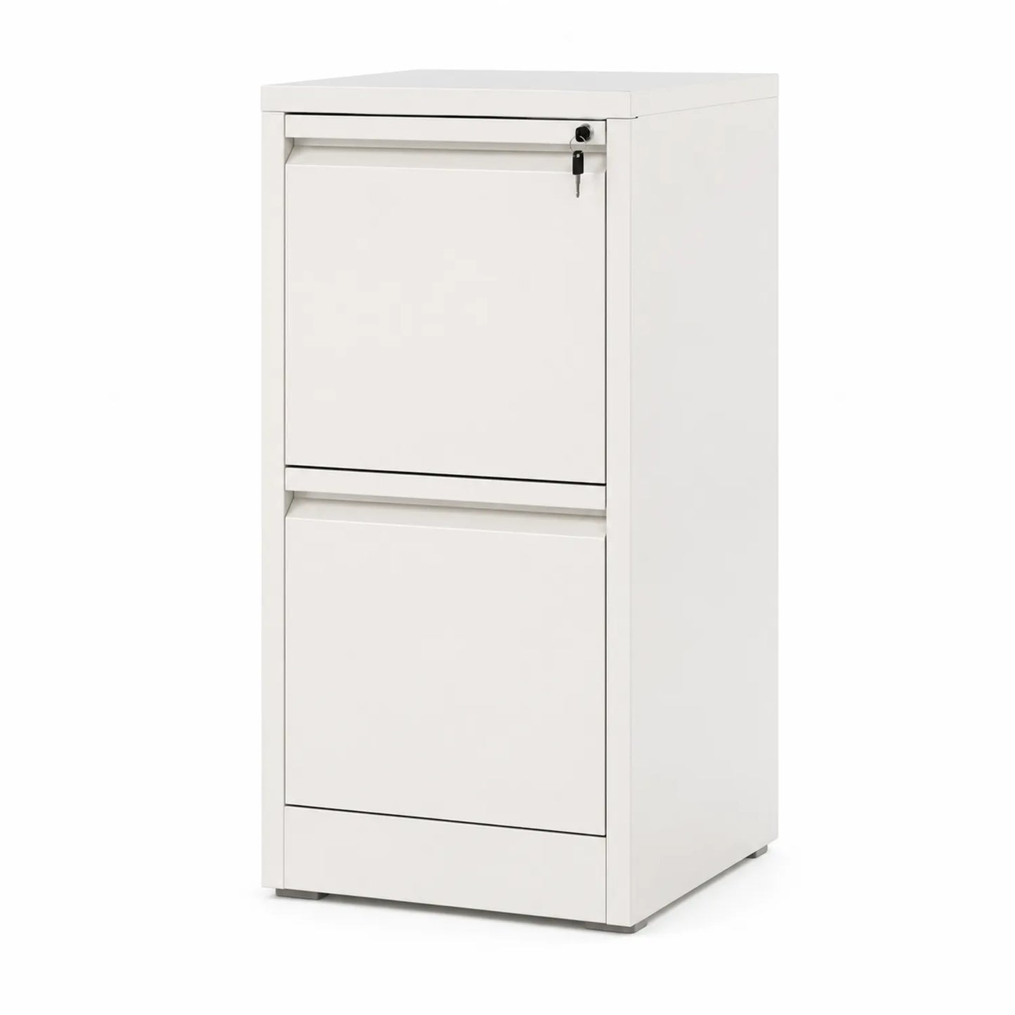 Cassettiera in Metallo Bianco con Serratura a 2 Cassetti