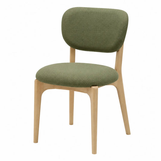 Sedia da pranzo in legno e tessuto poliestere verde oliva