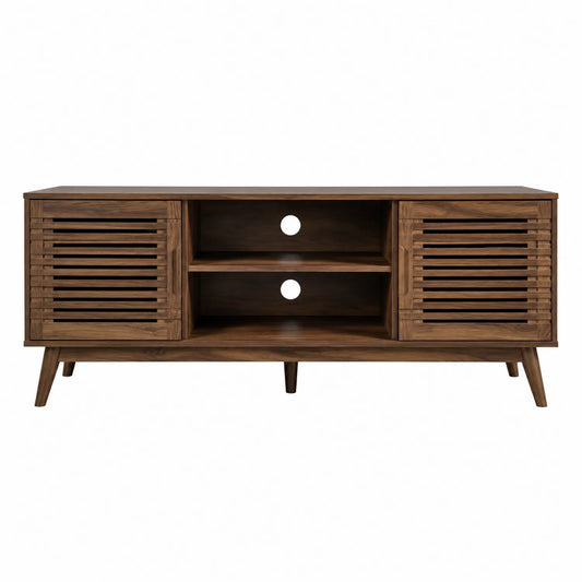Mobile TV in Legno di Noce con Ante e Ripiani 180x40x60 cm